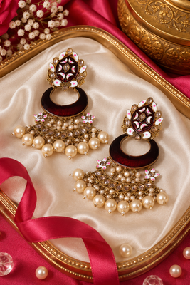 Meenakari pearl drop earrings 2