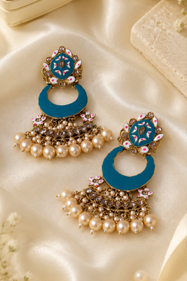Meenakari pearl cascade earrings 4