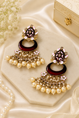 Meenakari pearl drop earrings 4
