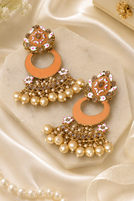 Meenakari pearl chandbali drops 4