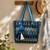  earth edit teal blue ethnic motifs jacquard tote bag