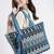  earth edit teal blue ethnic motifs jacquard tote bag