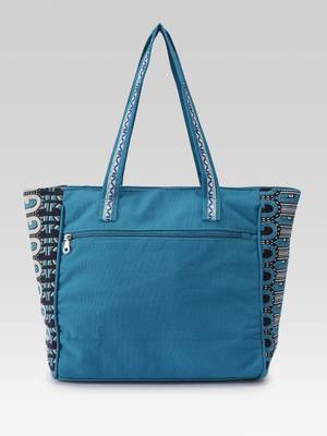  earth edit teal blue ethnic motifs jacquard tote bag 5
