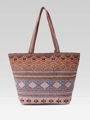  earth edit rust ethnic jacquard tote bag 5