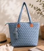  uno powder blue diamond quilted tote bag