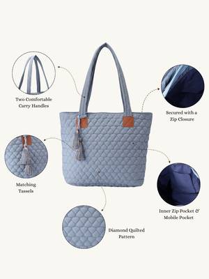  uno powder blue diamond quilted tote bag 3