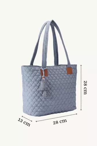 uno powder blue diamond quilted tote bag