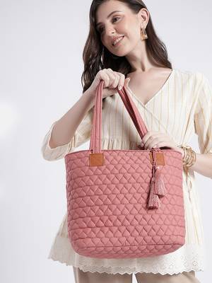  uno dusty pink diamond quilted tote bag 2