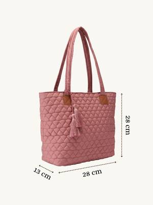  uno dusty pink diamond quilted tote bag 4