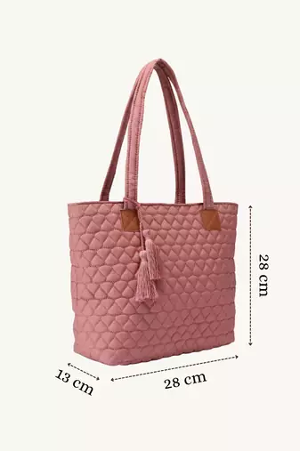  uno dusty pink diamond quilted tote bag