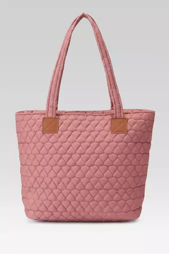  uno dusty pink diamond quilted tote bag