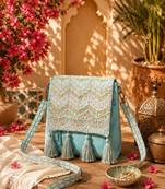  mod mint green chevron cotton sling bag