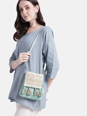  mod mint green chevron cotton sling bag 2