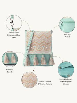  mod stitch mint green chevron cotton sling bag 3