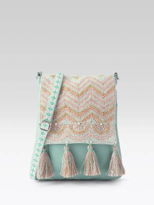  mod mint green chevron cotton sling bag 3