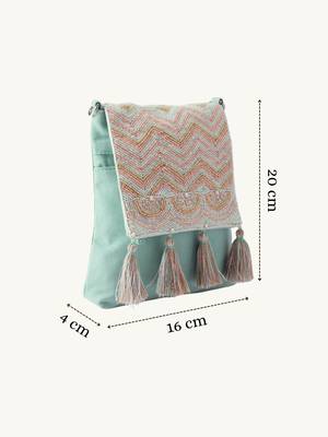  mod stitch mint green chevron cotton sling bag 4