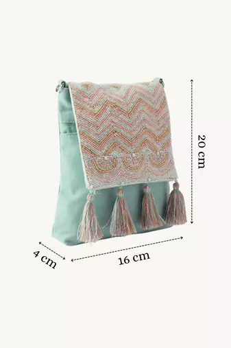  mod stitch mint green chevron cotton sling bag