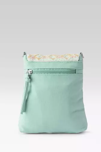  mod mint green chevron cotton sling bag