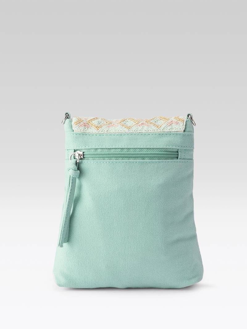  mod mint green chevron cotton sling bag