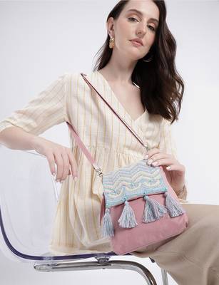  mod dusty pink chevron cotton sling bag 2