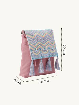  mod stitch dusty pink chevron cotton sling bag 4