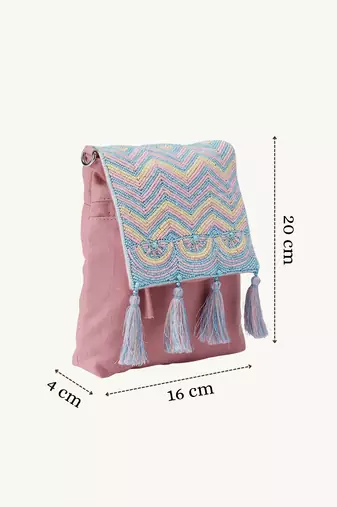  mod stitch dusty pink chevron cotton sling bag