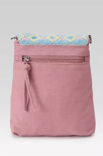  mod dusty pink chevron cotton sling bag