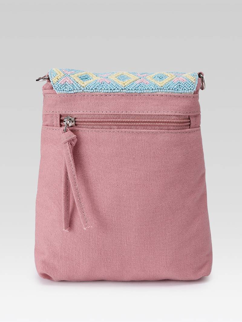  mod dusty pink chevron cotton sling bag