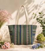  earth edit green & multi ethnic cotton tote bag