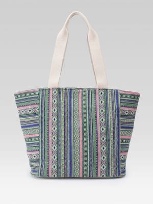  earth edit green & multi ethnic cotton tote bag 5