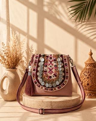  tribal sutra dusty pink boho canvas sling bag 1