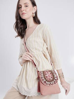  tribal sutra dusty pink boho canvas sling bag 2