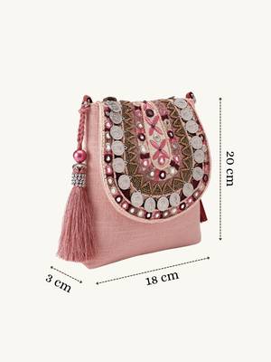  tribal sutra dusty pink boho canvas sling bag 4