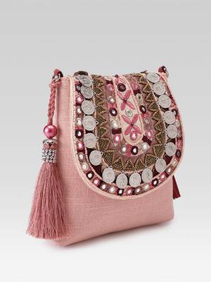  tribal sutra dusty pink boho canvas sling bag 4