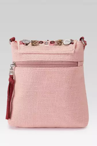 tribal sutra dusty pink boho canvas sling bag