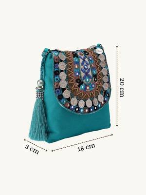  tribal sutra firozi boho canvas sling bag 4
