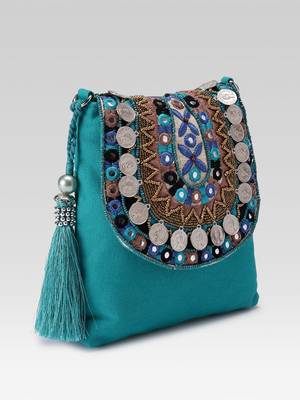  tribal sutra firozi boho canvas sling bag 4