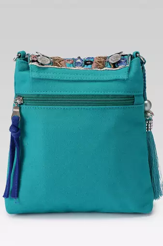  tribal sutra firozi boho canvas sling bag