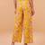 Women yellow rayon floral printed regular trouser