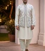 mens modi jacket with embridery work kurta pajama
