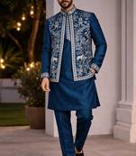 mens modi jacket with embridery work kurta pajama