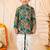 Boys peacock blue abstract tropical print kurta & dhoti set