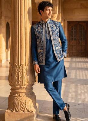 mens modi jacket with embridery work kurta pajama 2