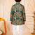 Boys peacock blue abstract tropical print kurta & dhoti set