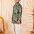 Boys peacock blue abstract tropical print kurta & dhoti set