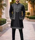 mens modi jacket with embridery work kurta pajama