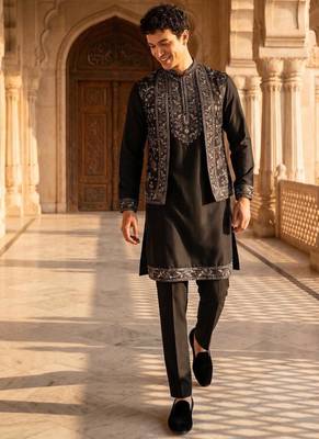 mens modi jacket with embridery work kurta pajama 2