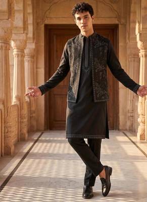 mens modi jacket with embridery work kurta pajama 2