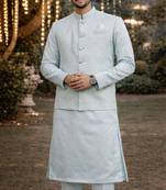 jacquard mens modi jacket with weaving work kurta pajama