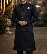 jacquard mens modi jacket with weaving work kurta pajama